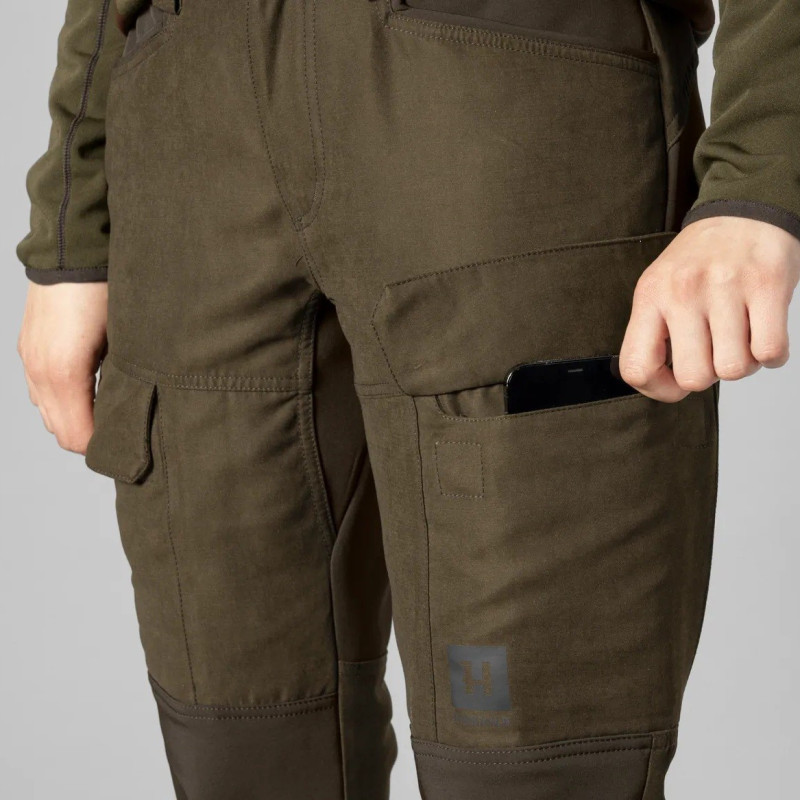 Women trousers HARKILA Scandinavian Willow green/Deep brown