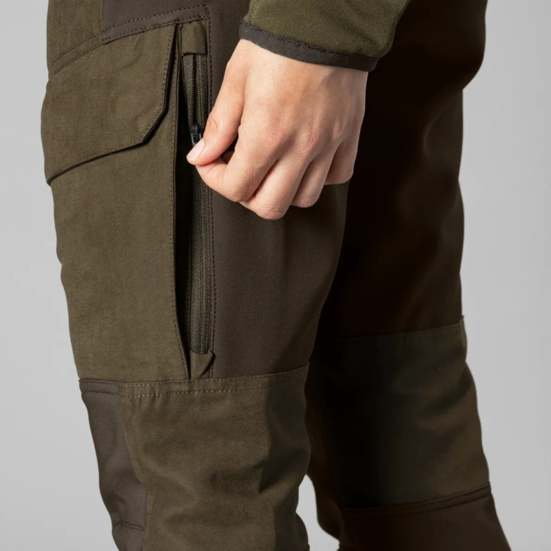 Women trousers HARKILA Scandinavian Willow green/Deep brown