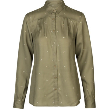Women shirt HARKILA Abigail L/S (Dust green/Flying ducks)