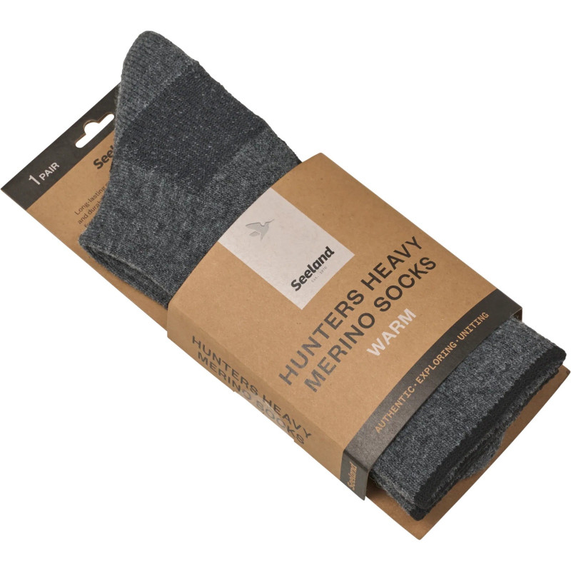 Kojinės SEELAND Field Heavy Merino (Grey Melange/Black)