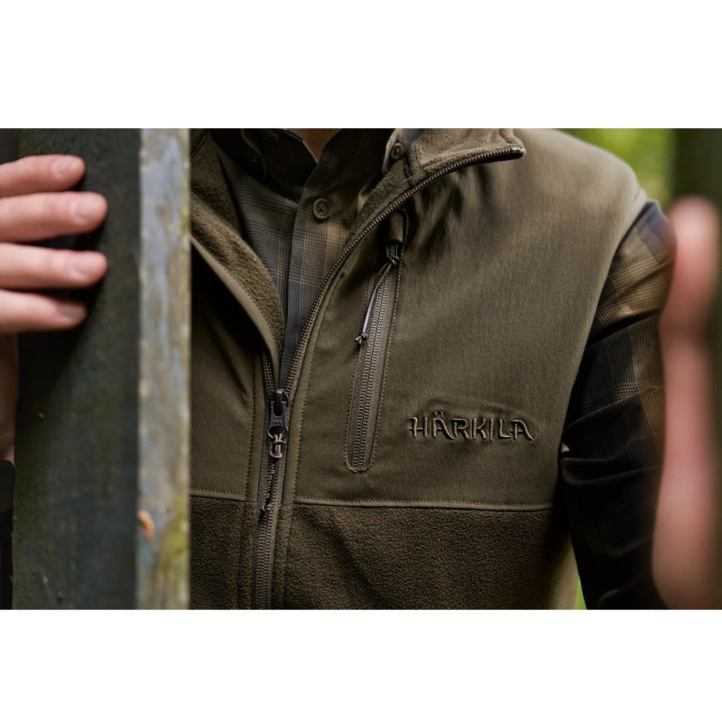 Waistcoat HARKILA Fjell fleece (Hunting green/Willow green)