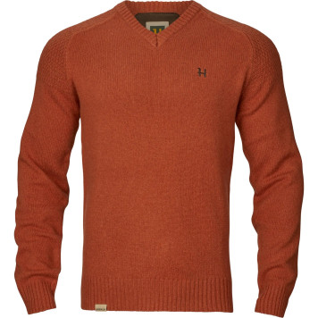 Megztinis HARKILA Vincent merino v-neck (Bombay brown)