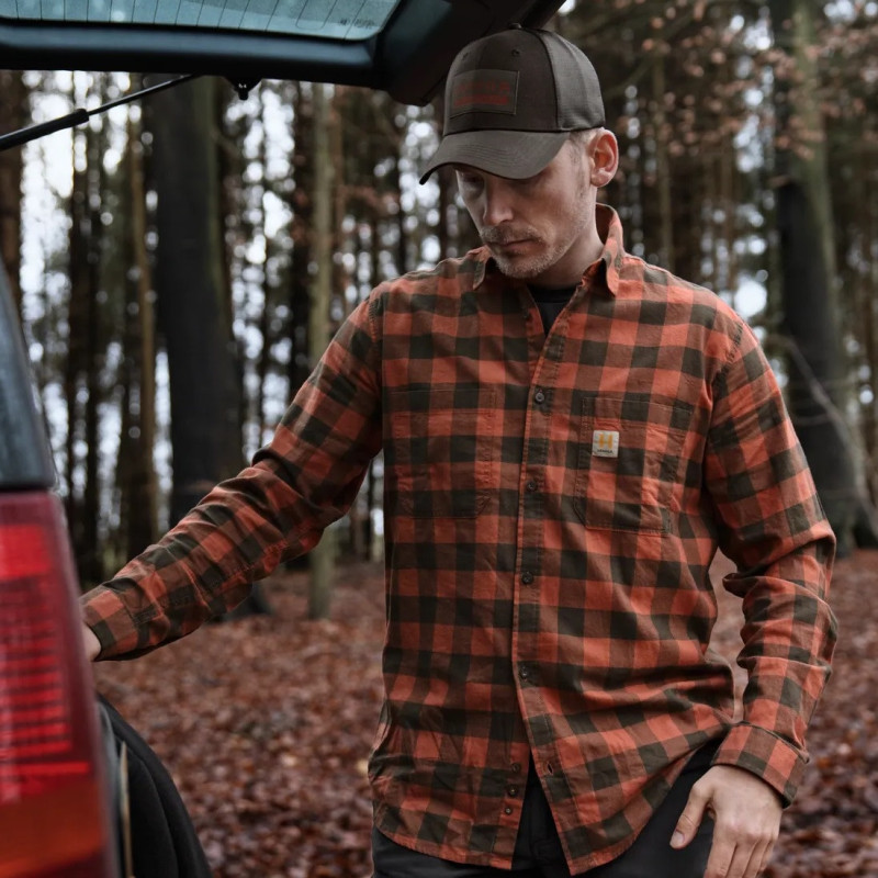 Shirt  HARKILA Scandinavian (Autumn orange check)