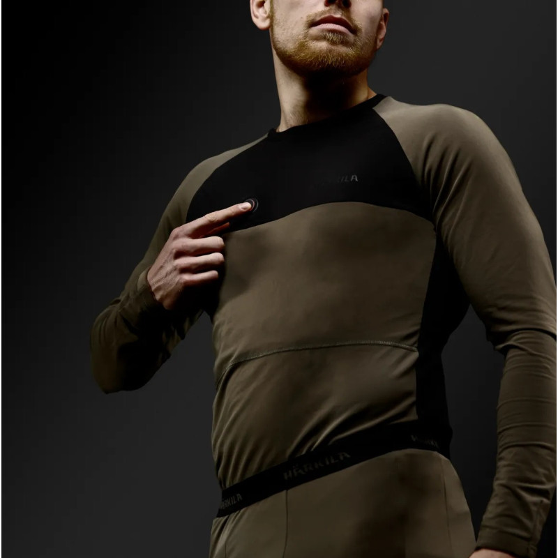 Apatiniai šildomi marškinėliai HARKILA Heat USB-C L/S (Willow green/Black)