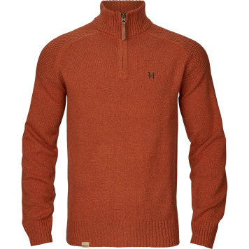 Pullover HARKILA Vincent merino half zip (Bombay brown)