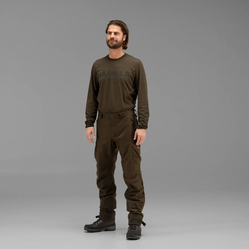 T-Shirt HARKILA Mountain Hunter L/S (Hunting green/Shadow brown)