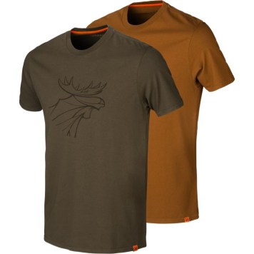 T-Shirt HARKILA Harkila logo 2-pack (Willow green/Rustique clay)