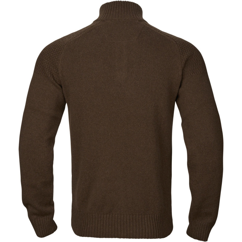Megztinis HARKILA Vincent merino half zip (Demitasse brown)