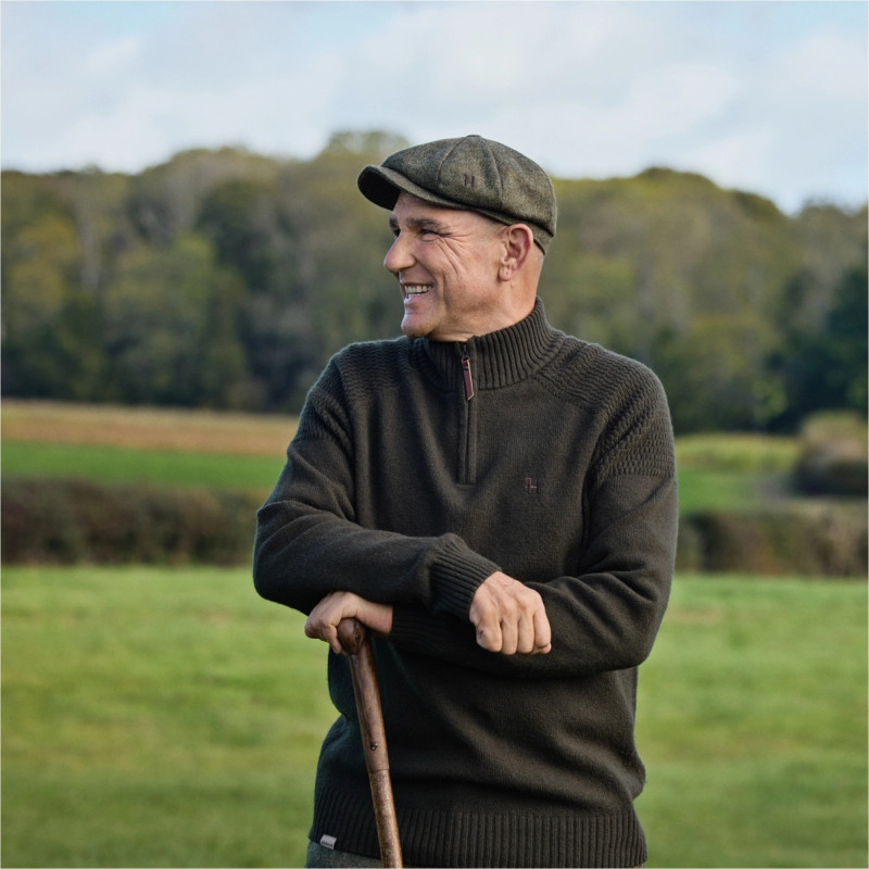 Megztinis HARKILA Vincent merino half zip (Demitasse brown)